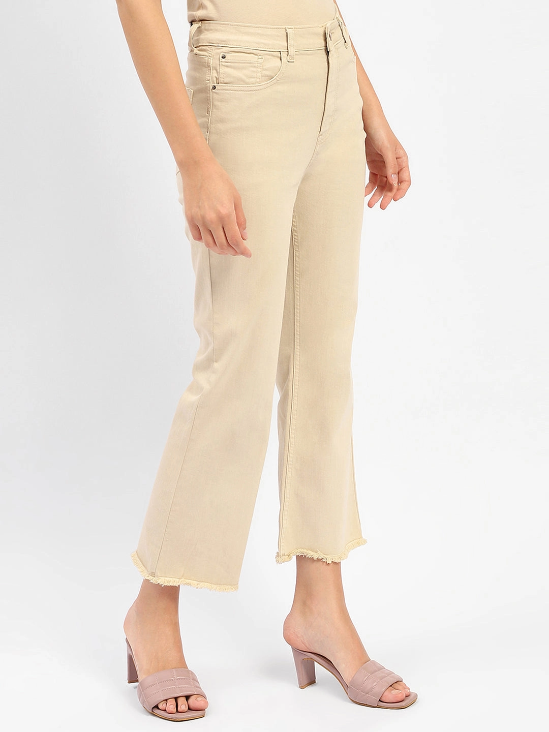 One For All Madame Flared Fit Beige Jeans