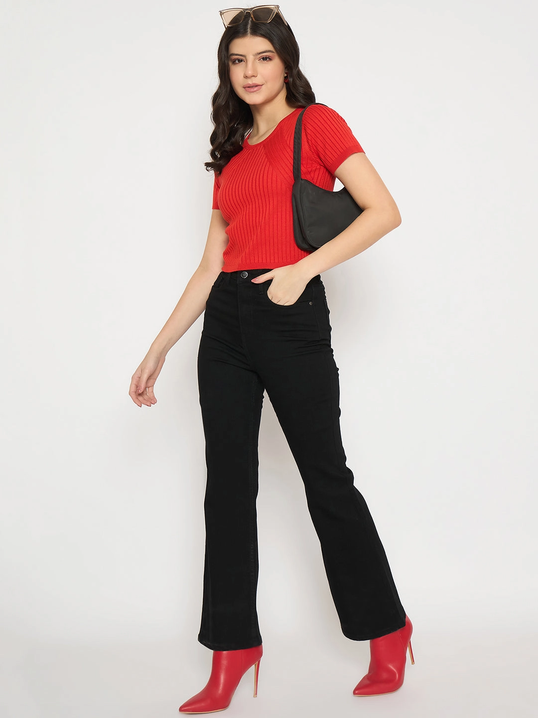Madame Flared Fit Black Denim Jeans Popular Staple