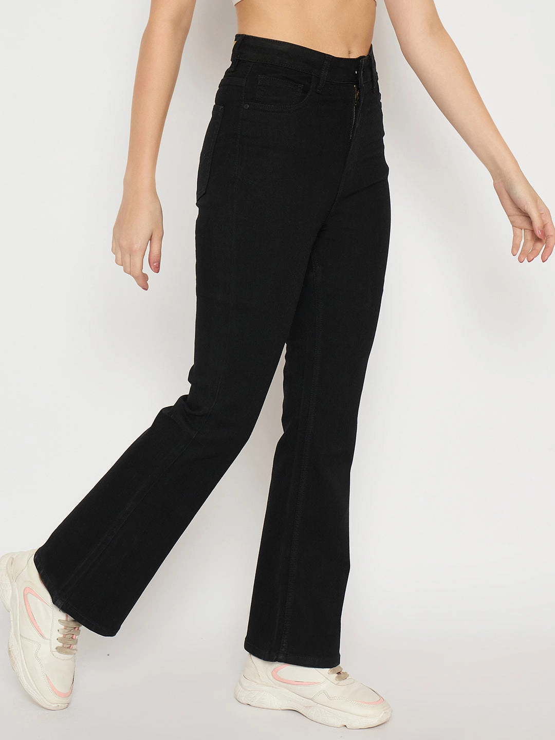 Madame Flared Fit Black Denim Jeans Chic Design Look Trendy Look