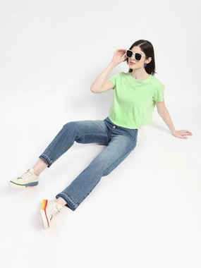 Anti Slip Belt Loops Breathable Travel Outfit Brunch Outfit Madame Four Buttoned Stone Wash High Waisted Blue Denim