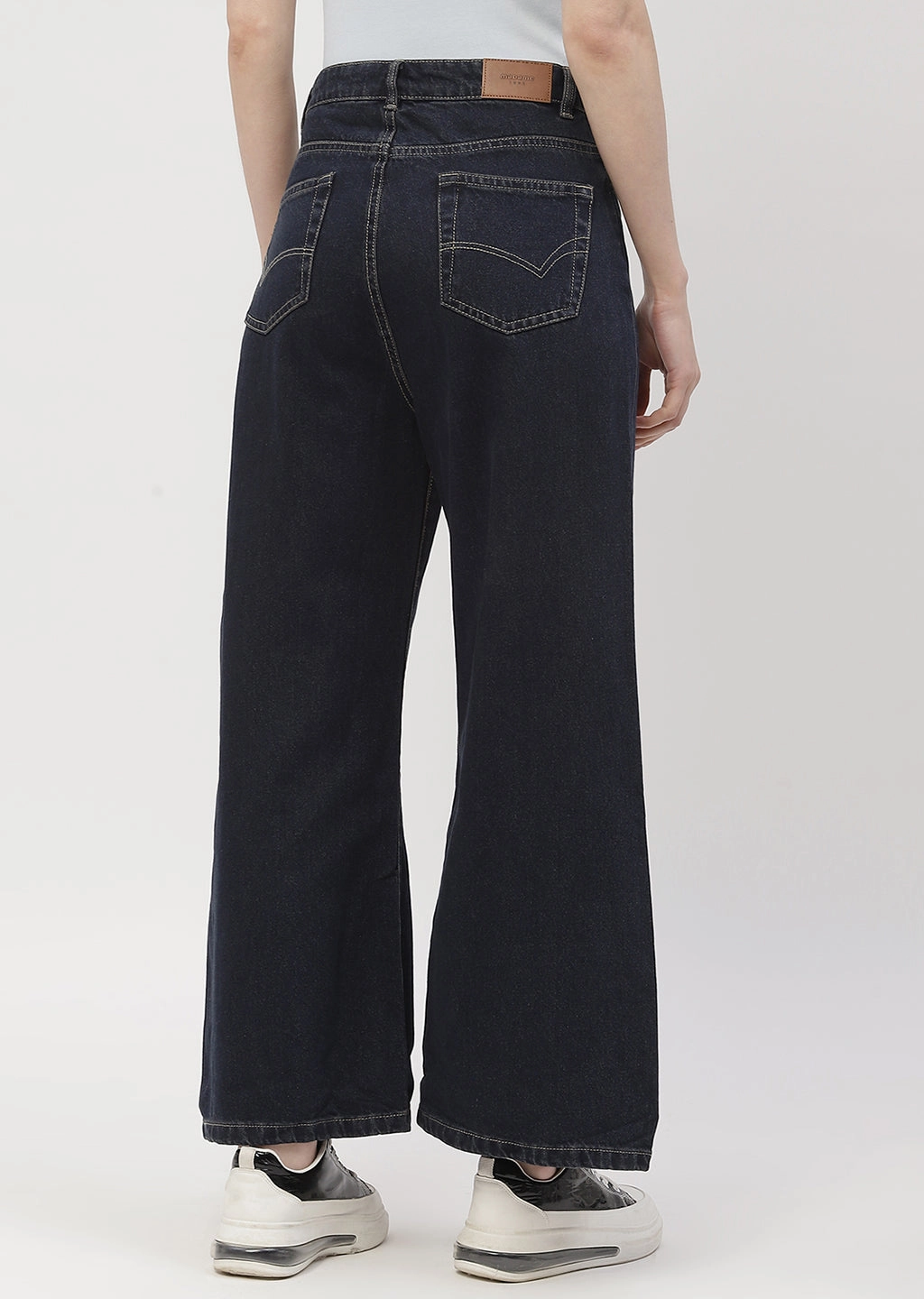 Madame High Rise Carbon Blue Wide Leg Jeans Classic Five Pocket Style Appropriate