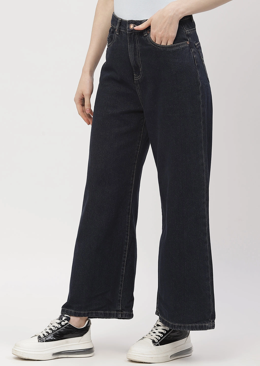 Layered Basics Madame High Rise Carbon Blue Wide Leg Jeans