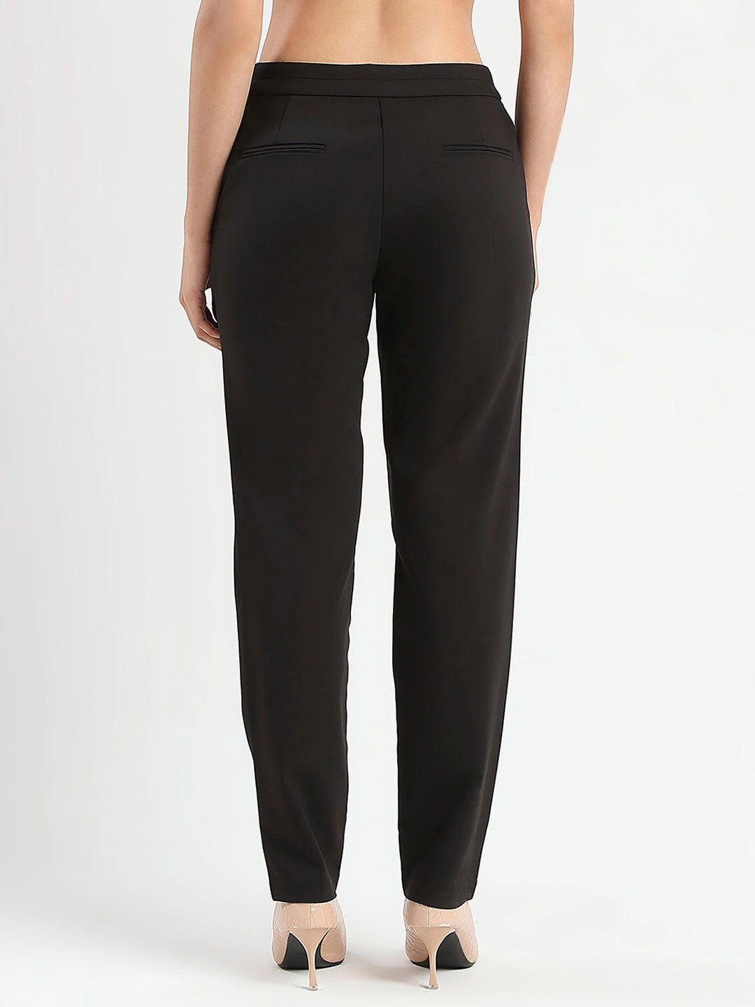 Madame High-Waist Cotton Blend Black Trousers stain resistant coating