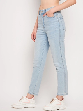 Stretch Holiday Vibes Streetwear Fan Minimal Fit Madame Ice Blue Denim