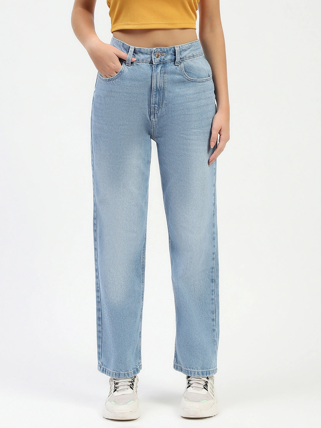 Madame Light Blue Straight Fit Jeans Modern Casual