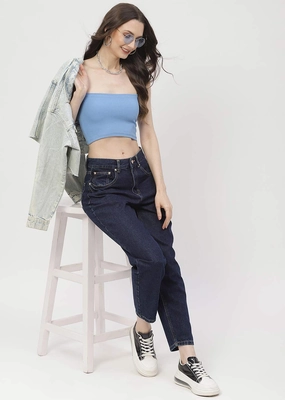 Madame Low Rise Dark Blue Mom Fit Jeans Festival Outfit Minimalist Style Base Wear