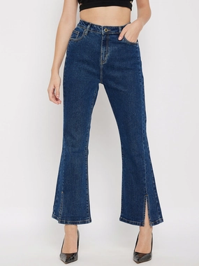 Weekend Wear Madame Mid-Rise Front Slit Dark Wash Jeans