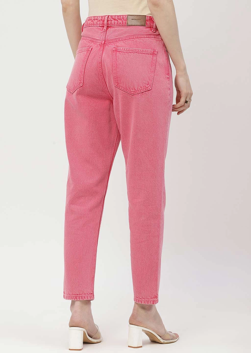 Madame Mid Rise Pink Mom Fit Jeans Fashion friendly Date Night Daily Wear