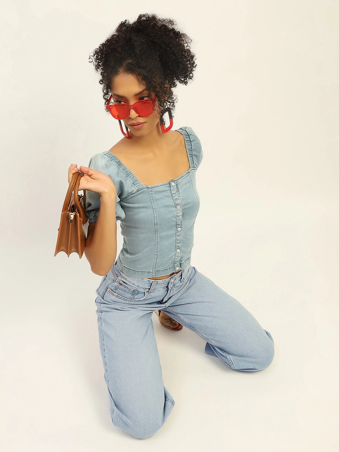 Simple Attire Eco Friendly Dye Madame Mid Rise Solid Ice Blue Jeans