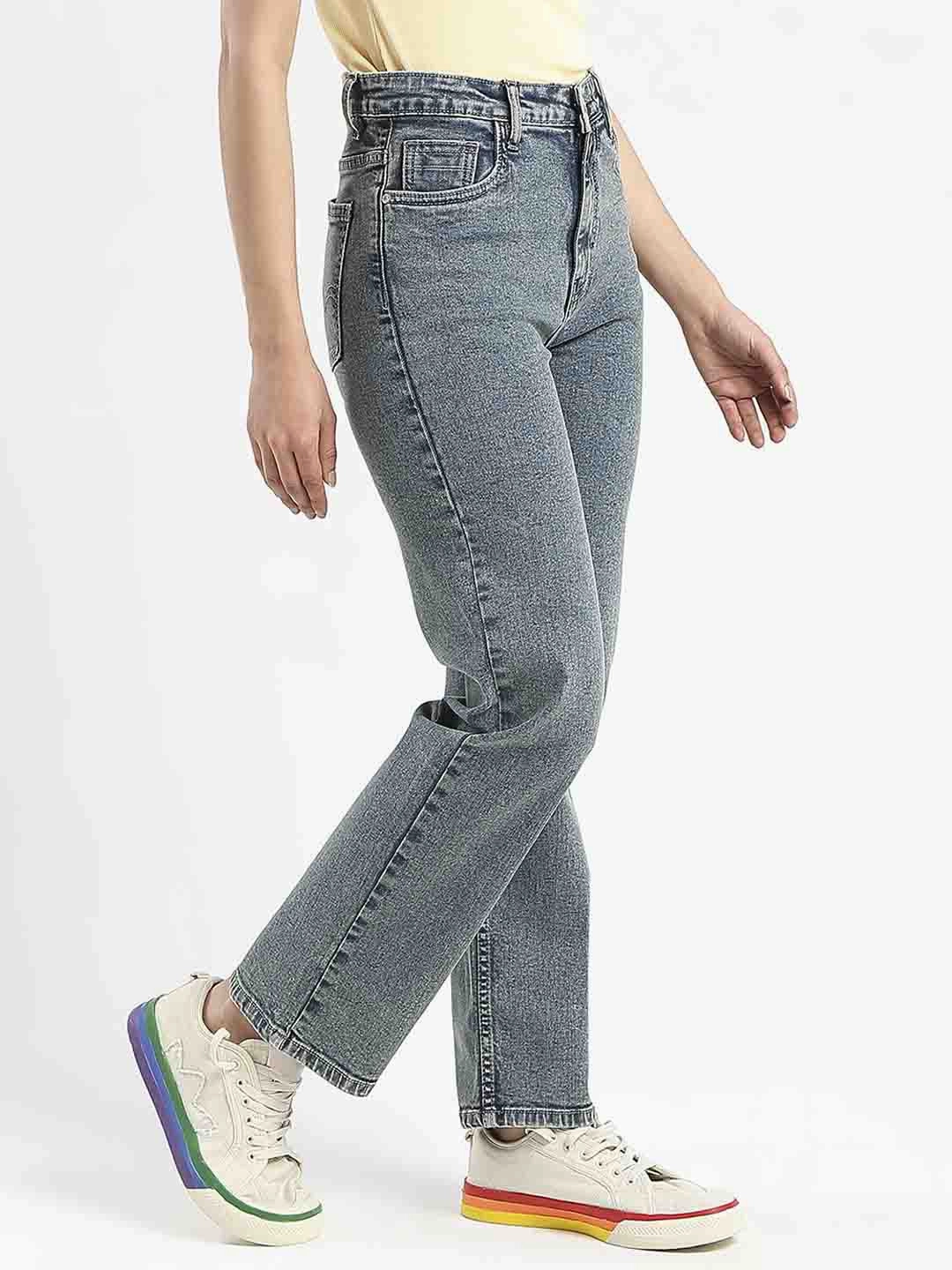Madame Mid-Wash Tinted Blue Cotton Blend Denim Jeans Everyday Vibrant