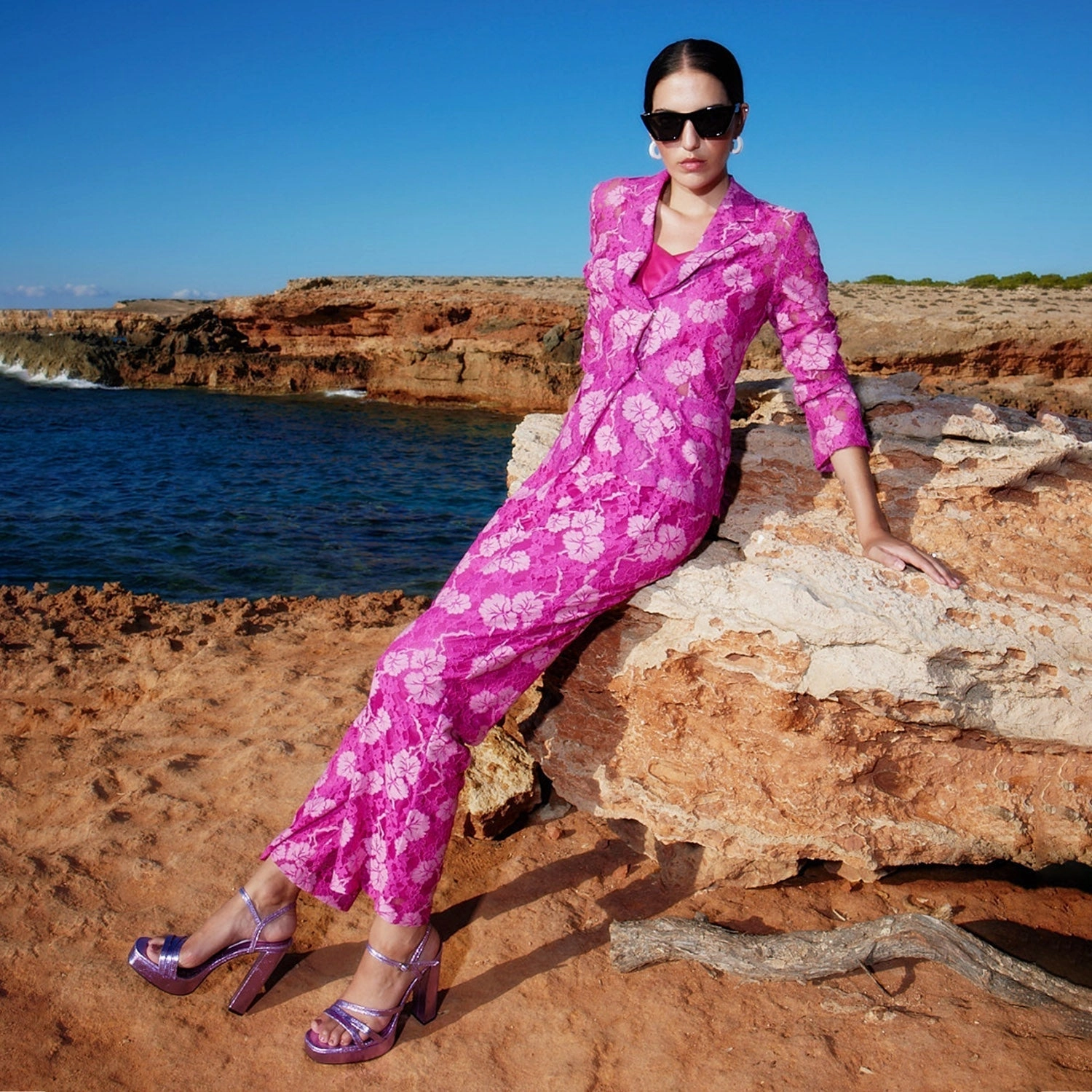 Thermal Regulating Madame Pink Floral Lace Fabric Trouser