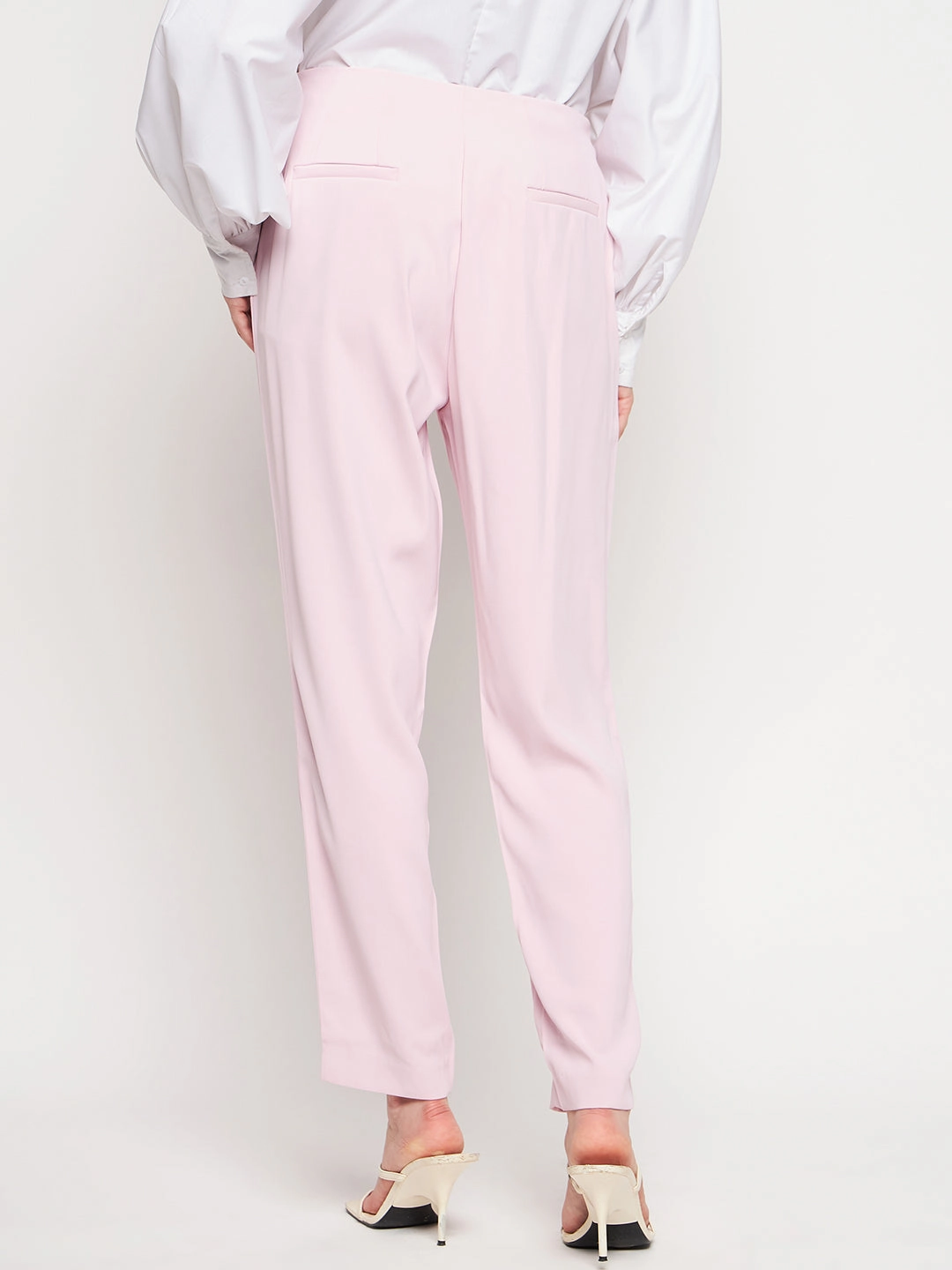 All Purpose Fit Luxe Look Madame Pink Tapered Trousers