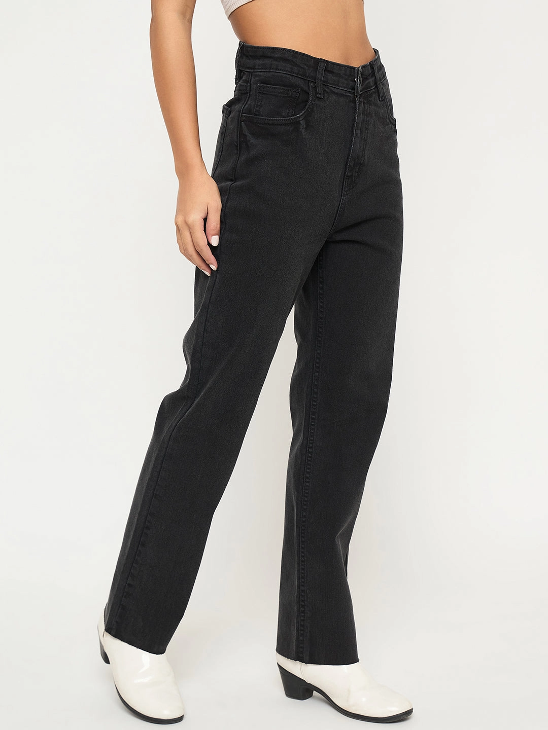 Madame Ripped Hem Wide Leg Charcoal Black Jeans Traveler Gear Morning Stroll