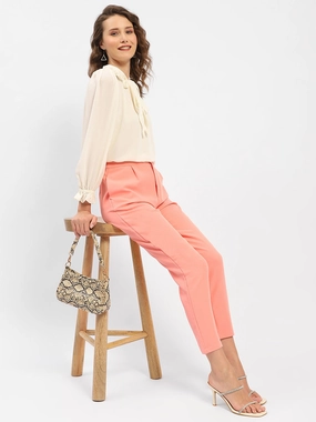 Comfortable Style Quick Dry Fit Madame Salmon Solid Regular Trousers