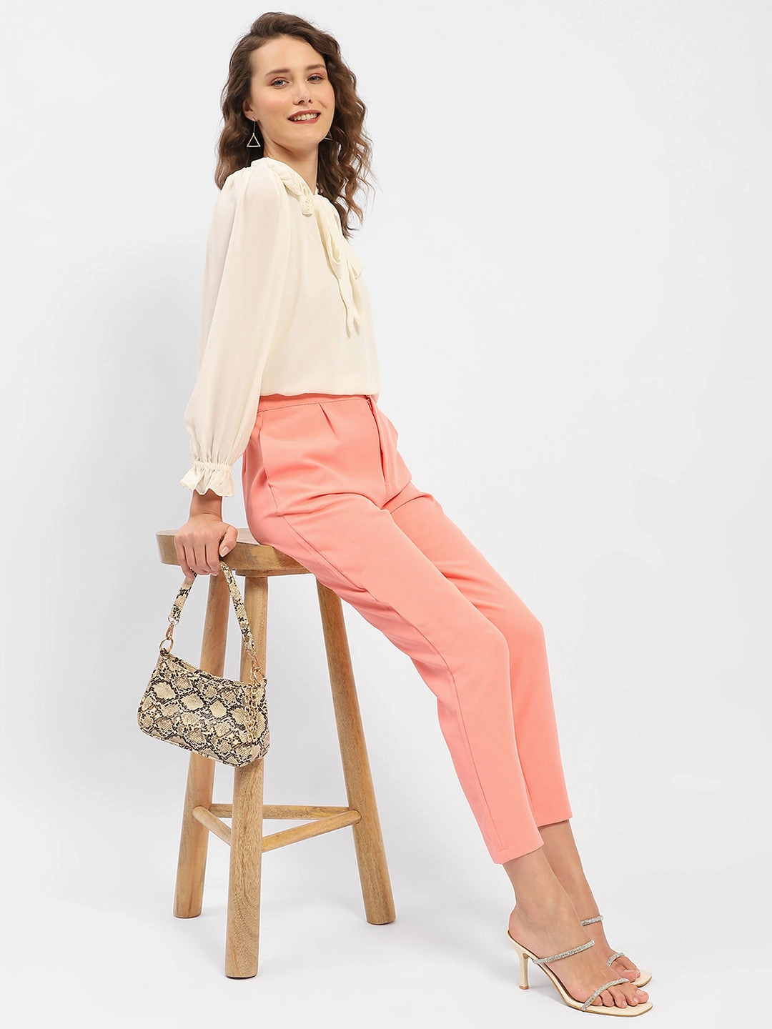 Comfortable Style Quick Dry Fit Madame Salmon Solid Regular Trousers