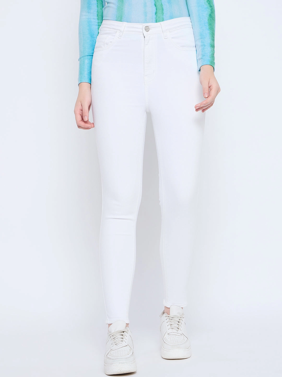 Madame Skinny Fit Cotton Blend White Denim All Use Wear Core Fit