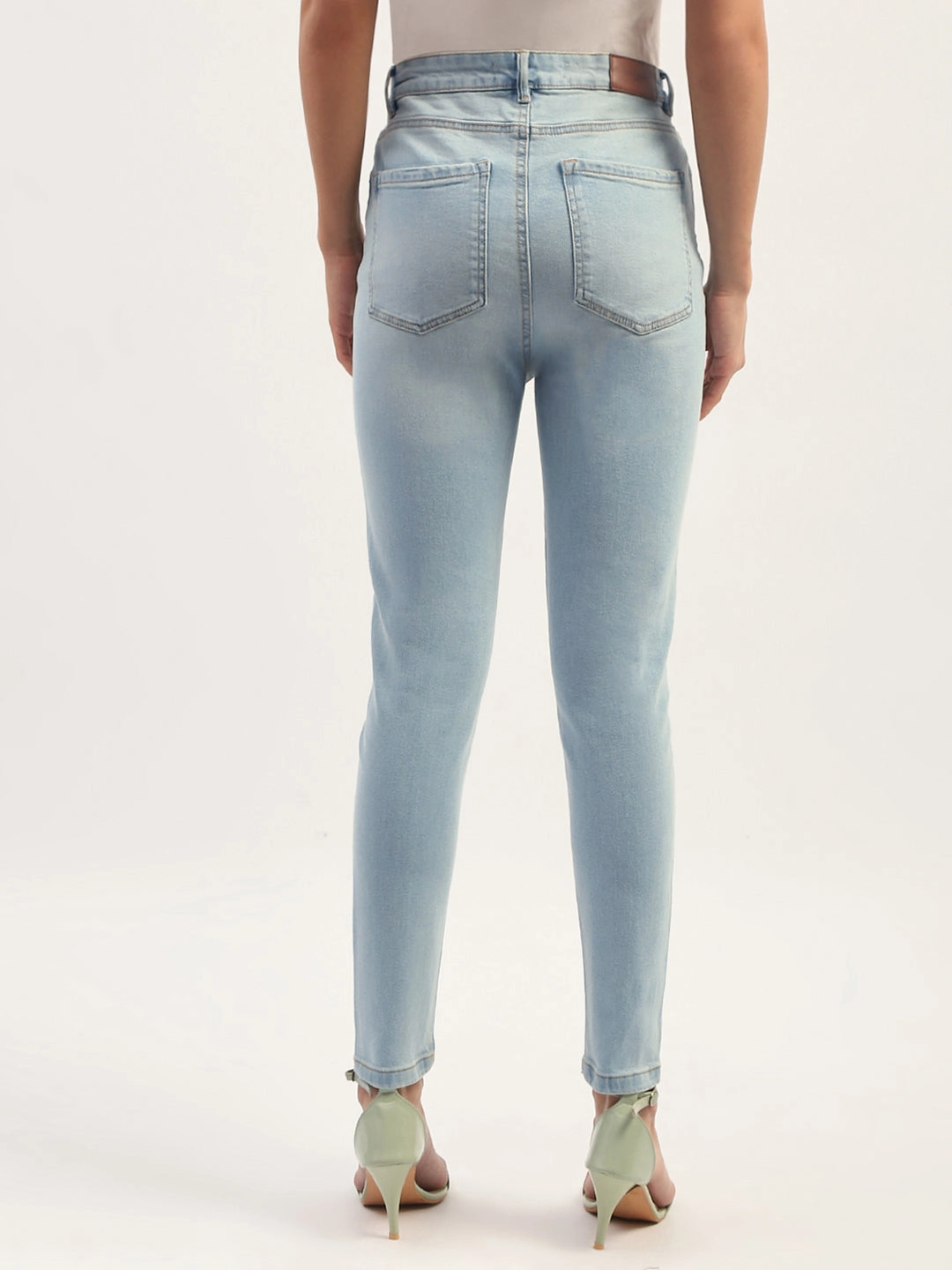 Style Appropriate Madame Skinny Fit Raw Hem Cotton Ice Blue Denim