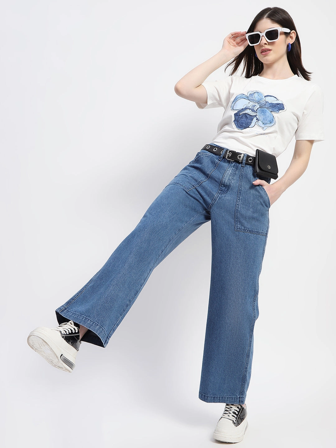 Artist Vibe Everyday Madame Slant Pocket Flared Mid Blue Denim