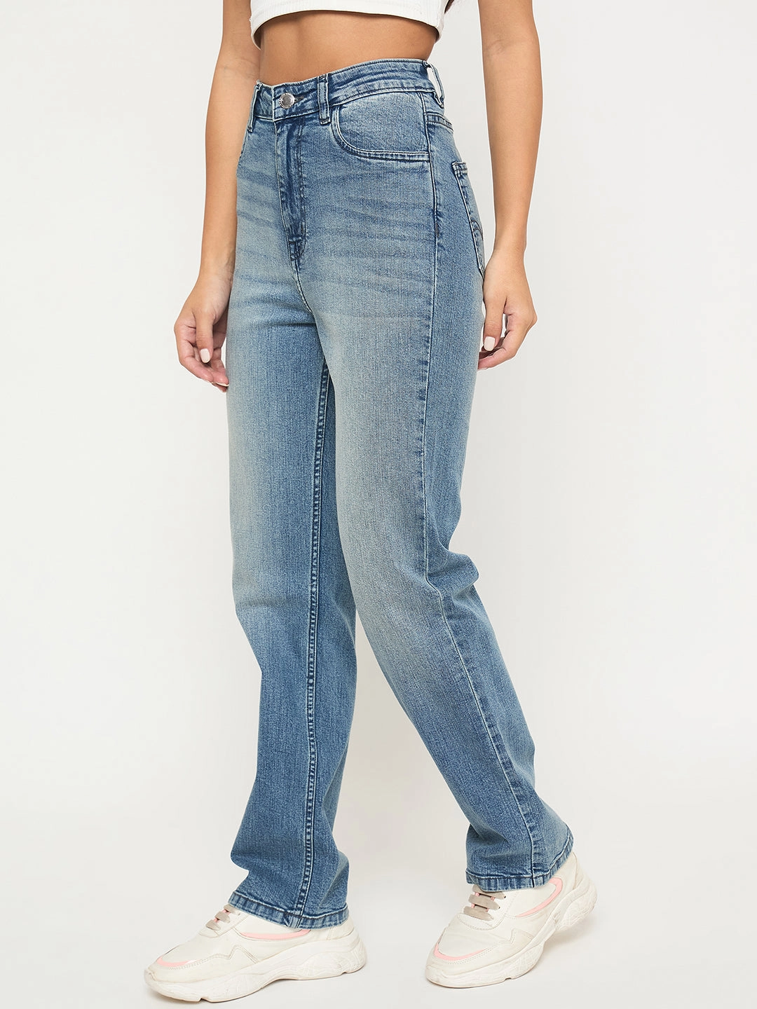 Cool Fit Madame Stone Wash Light Blue Cotton Blend Jeans