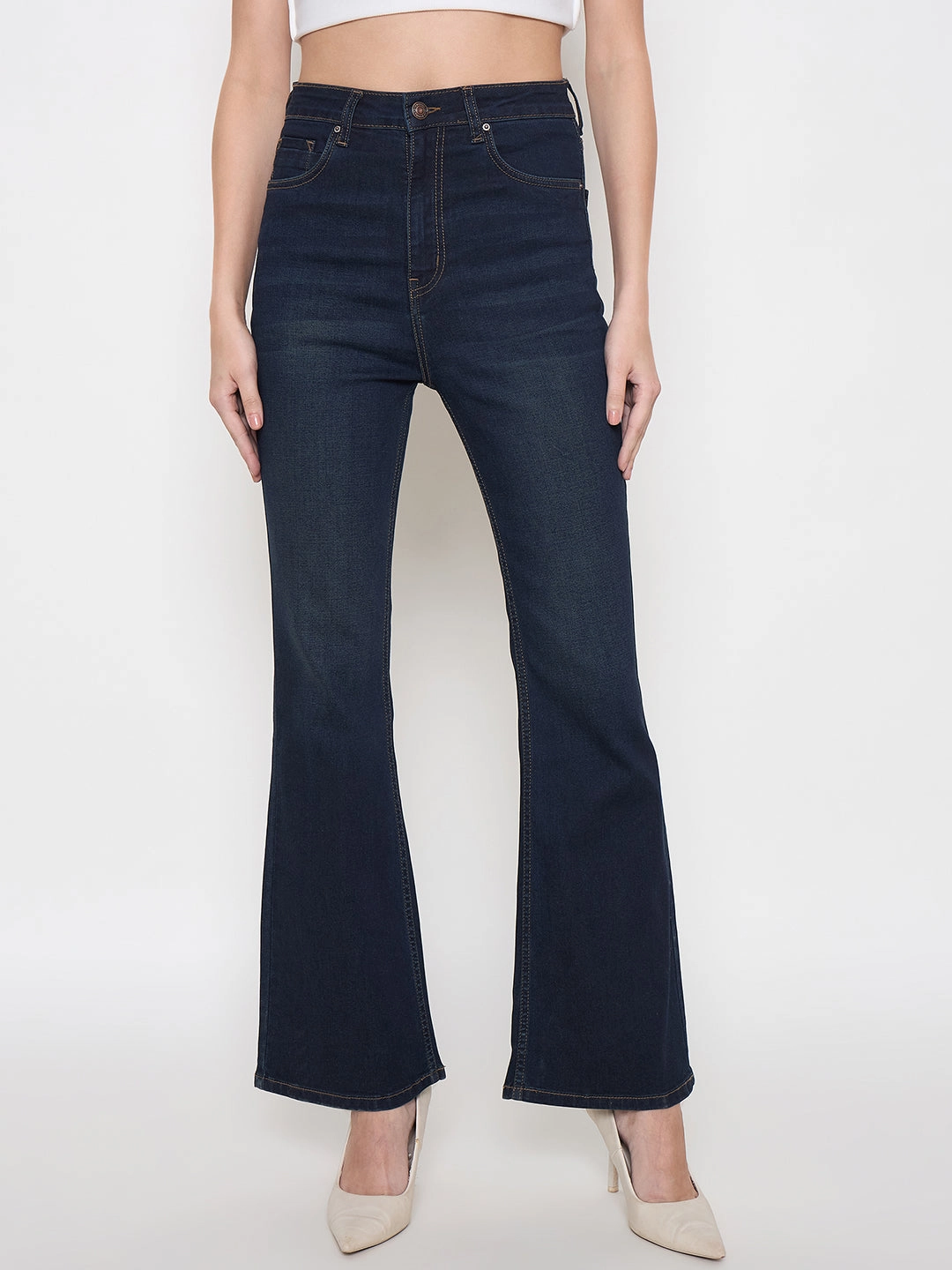 Madame Stone Wash Midnight Blue Flared Jeans Smart Look