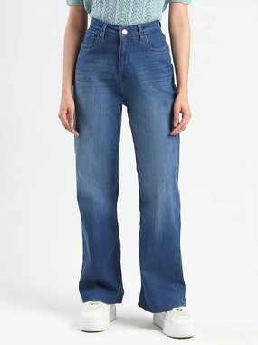 Traveler Gear Luxury Casual Morning Stroll Madame Stone Wash Wide Leg Dark Blue Jeans