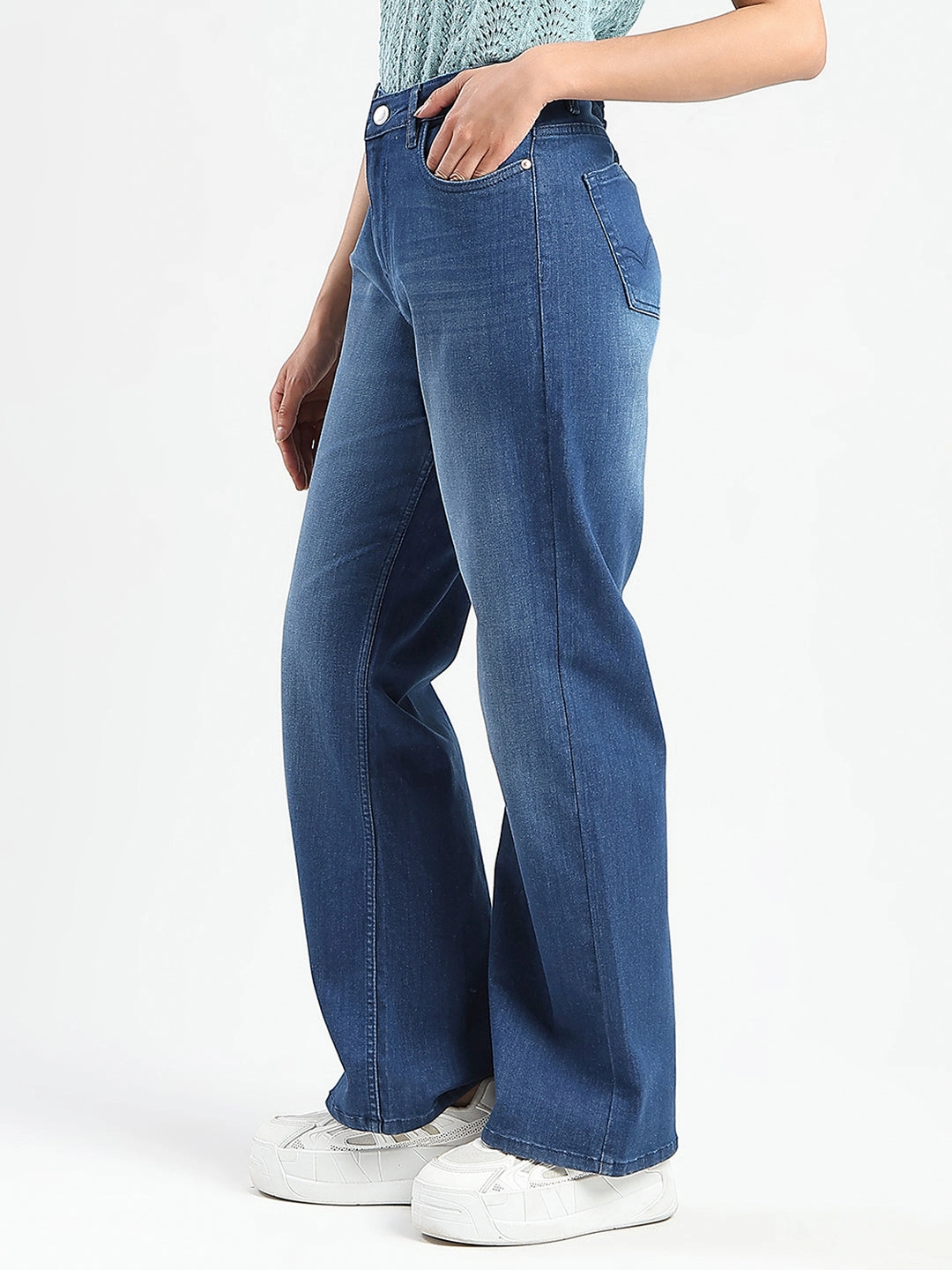 Everyday Gym Ready Madame Stone Wash Wide Leg Dark Blue Jeans