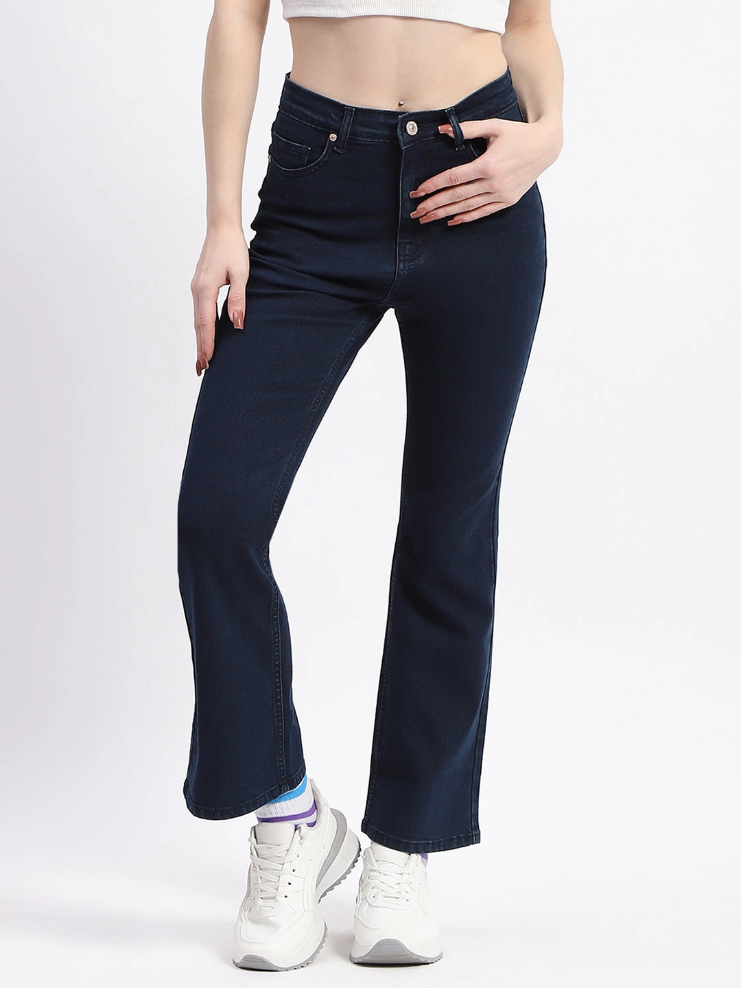 Madame Straight-Fit Dark Blue Cotton Denim Jeans Layer Staple Spring Attire