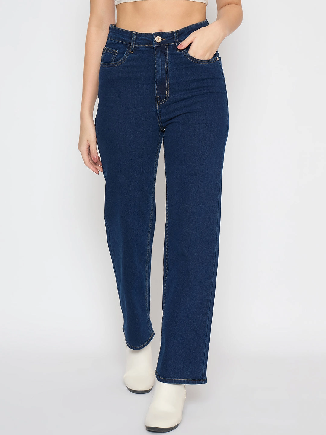 Madame Straight Fit Dark Blue Denim Jeans Street Approved