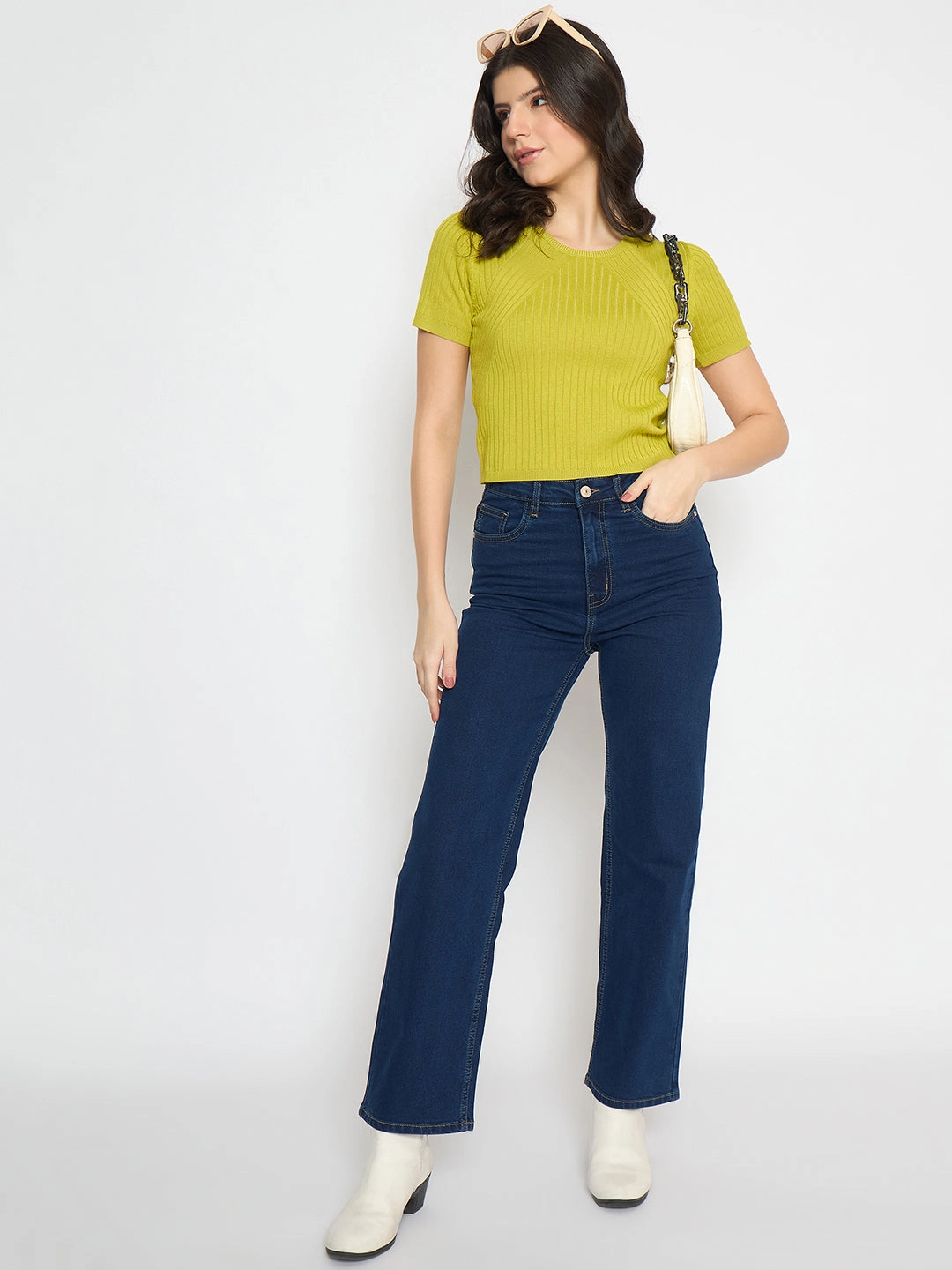 Madame Straight Fit Dark Blue Denim Jeans Cool And Simple Family Style Urban Explorer Youth Style