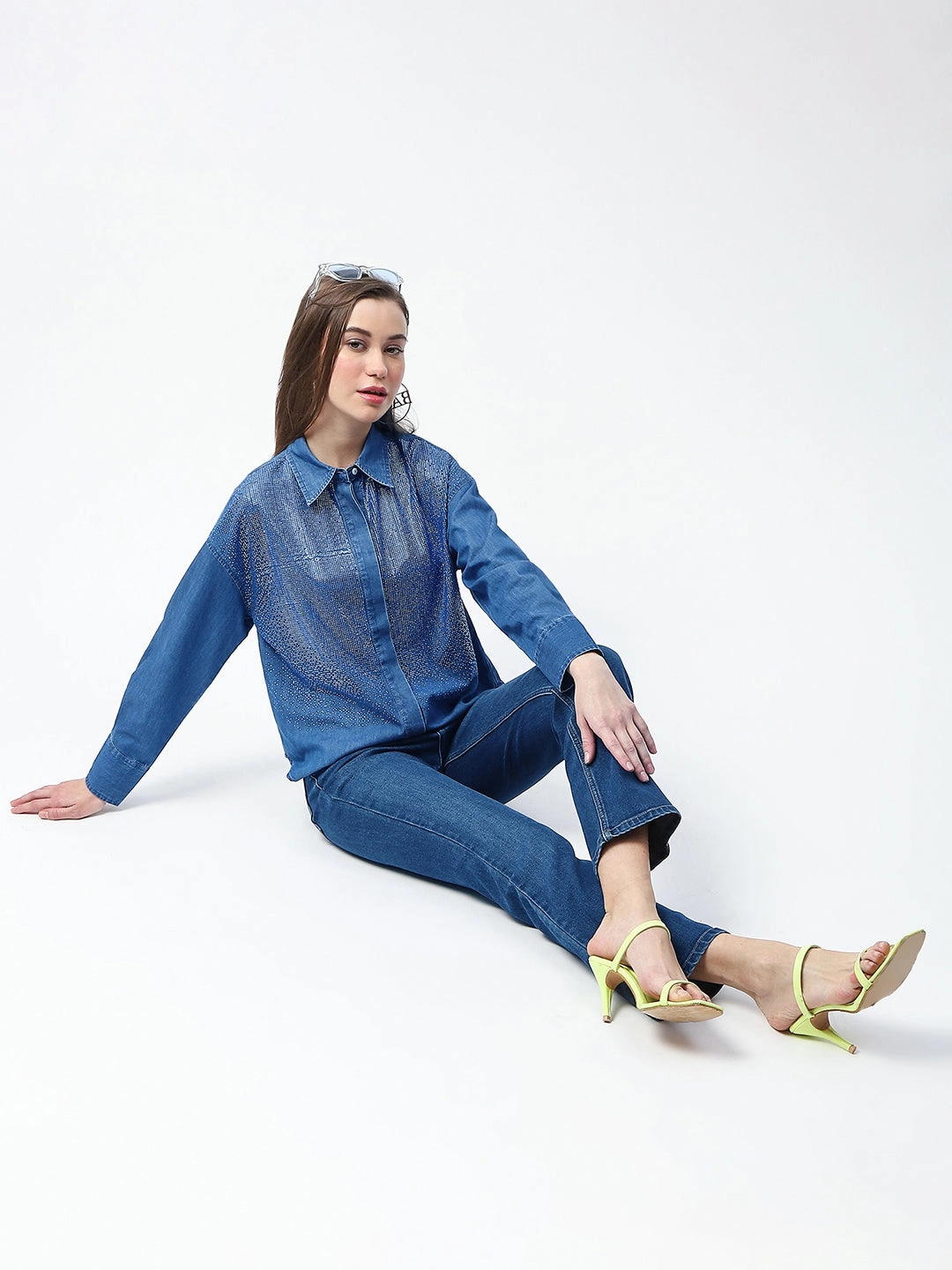 Madame Whiskered Straight Fit Dark Blue Cotton Blend Jeans Sustainable Weekend Getaway