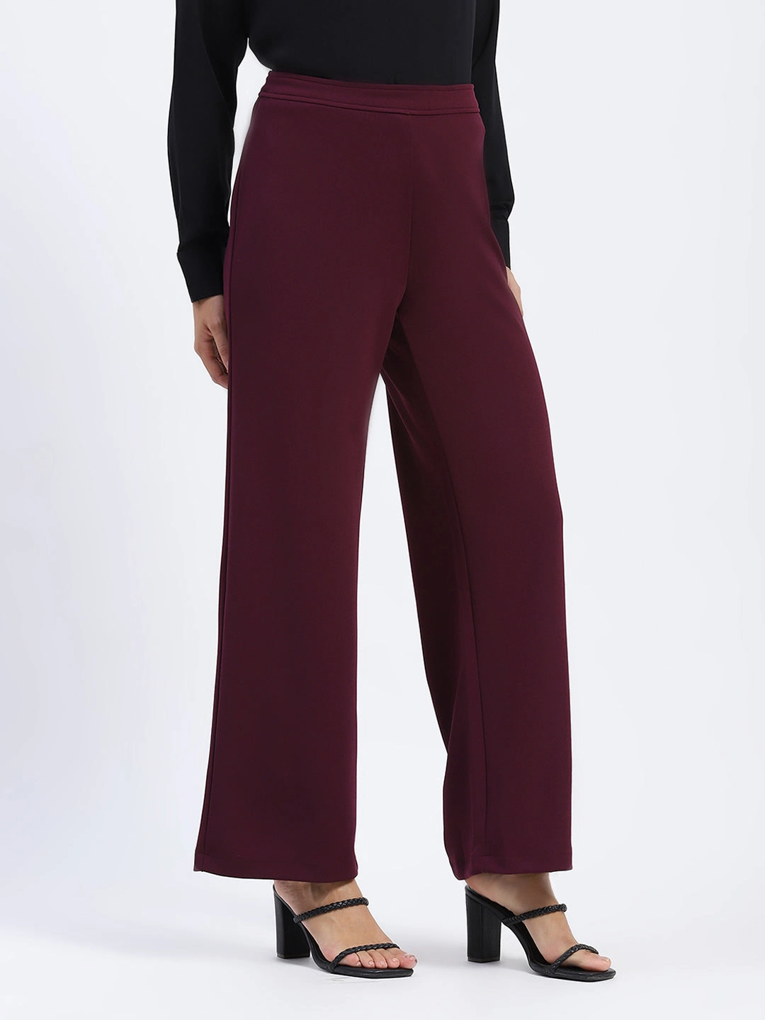Sport Performance Design Work Comfort Madame Wide Legged Solid Plum Trousers