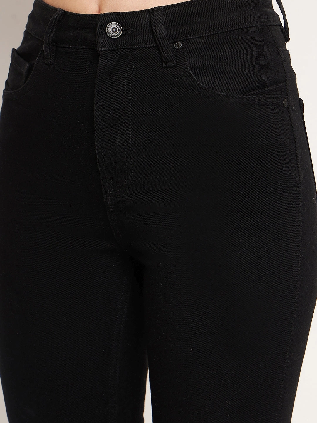 Street Ready Moisture Wicking Lining Madame Women Solid Black Jeans