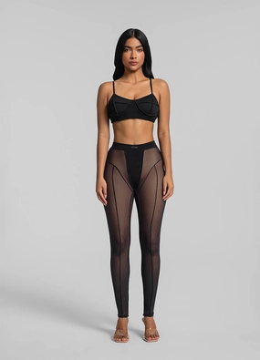Semi-Sheer High-Rise Leggings Skin Fit Smooth Finish
