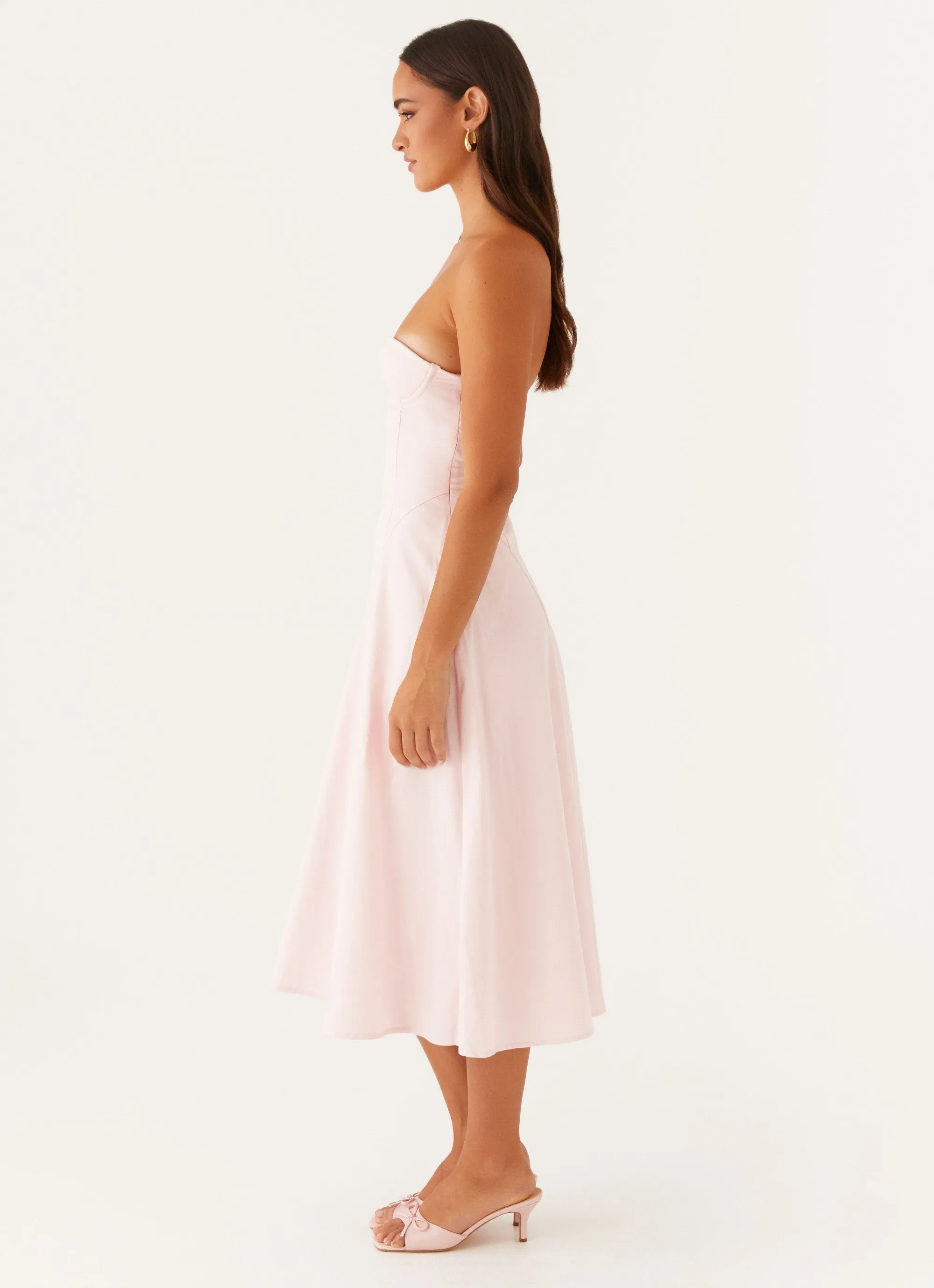 Maika Strapless Midi Dress - Pink Work Option Clean Flow