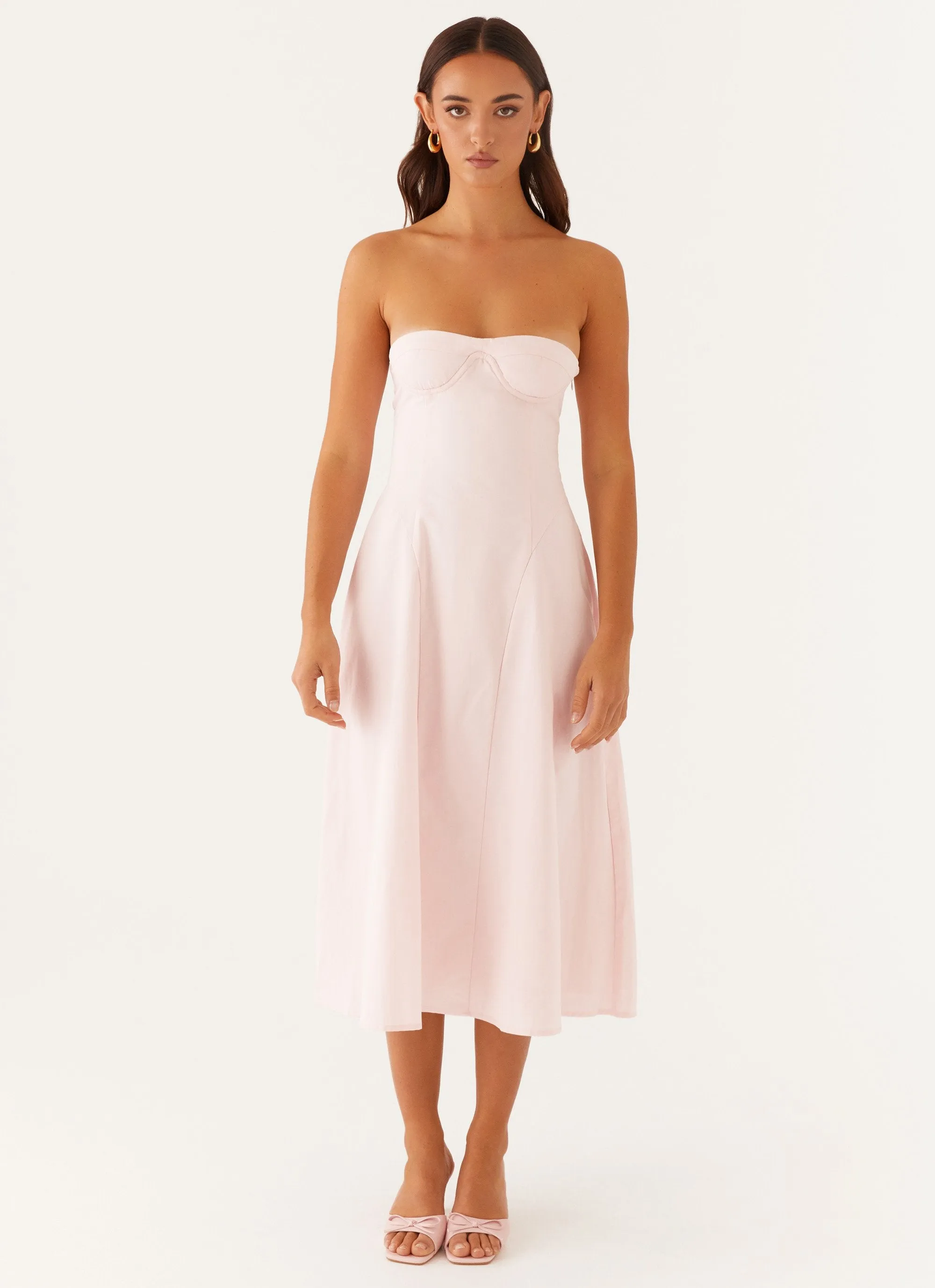 Casual Comfort Maika Strapless Midi Dress - Pink