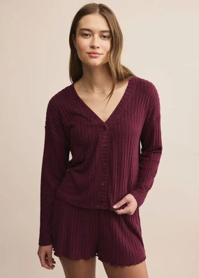 Mara Rib Cardigan - Merlot Winter-Ready Knit Cozy Knit Touch