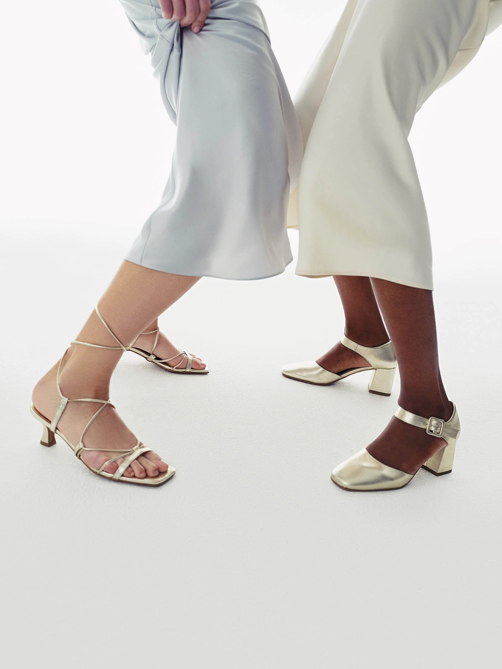 Marbella Gold Mary Jane Casual Comfort Pointed Toe Pumps