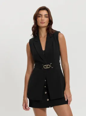 Travel Street Style Marciano Black Becky Belted Vest