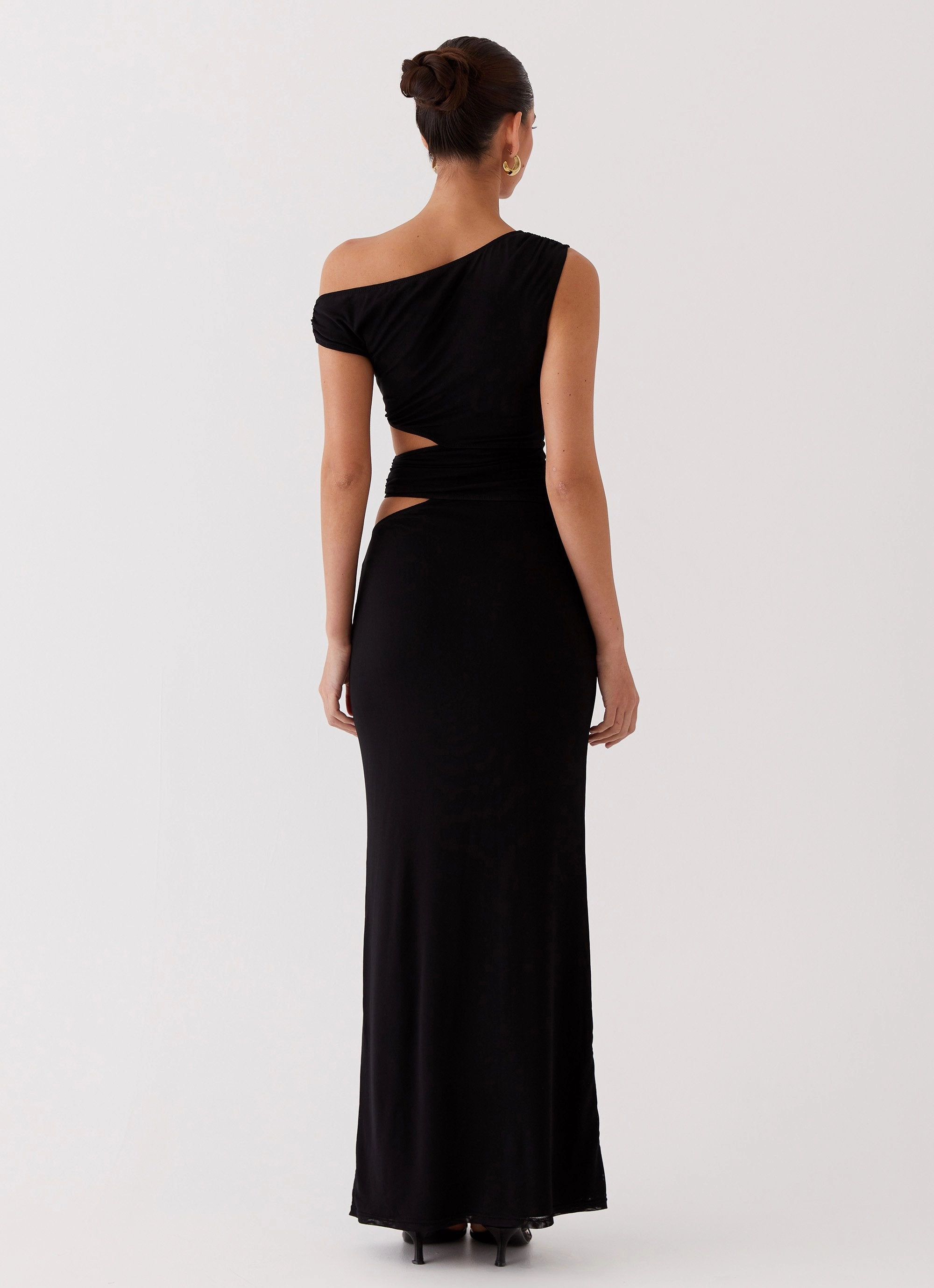 Margot One Shoulder Maxi Dress - Black Travel-Essential