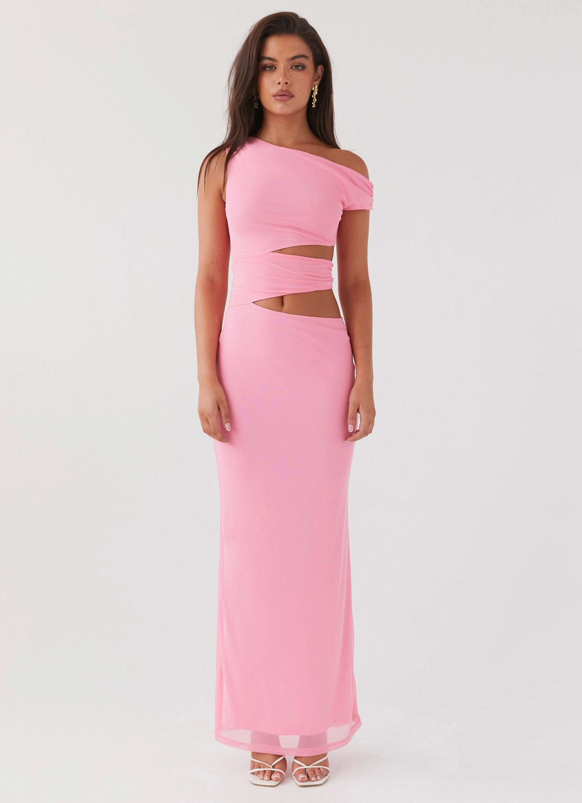 Fashionable Touch Minimalist Style Margot One Shoulder Maxi Dress - Candy