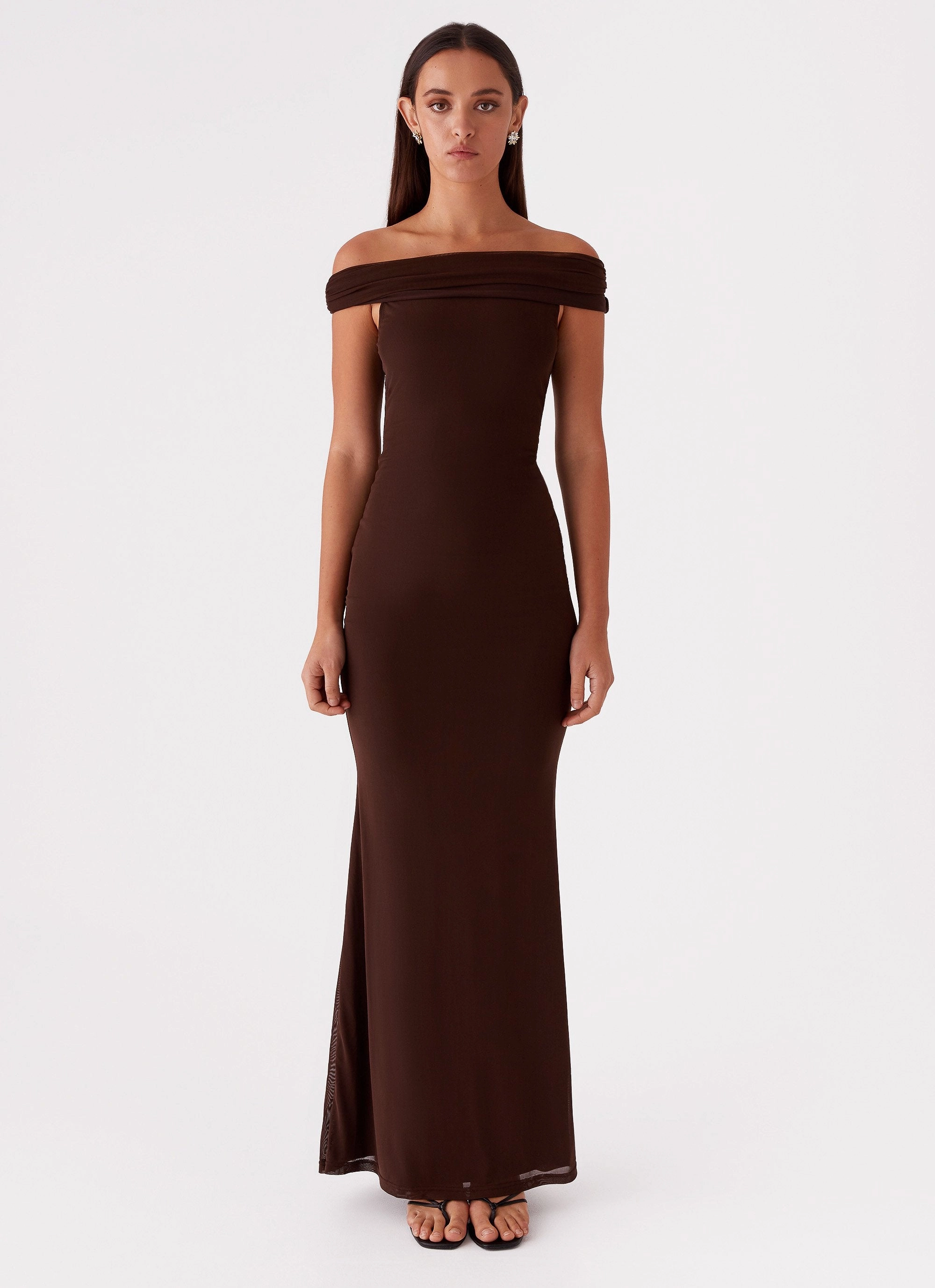 Marilyn Maxi Dress - Chocolate Office Classic Light Weight
