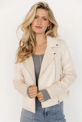 Marisa Faux Suede Jacket | Ivory Sun Protective Fabric All Season Performance Weave