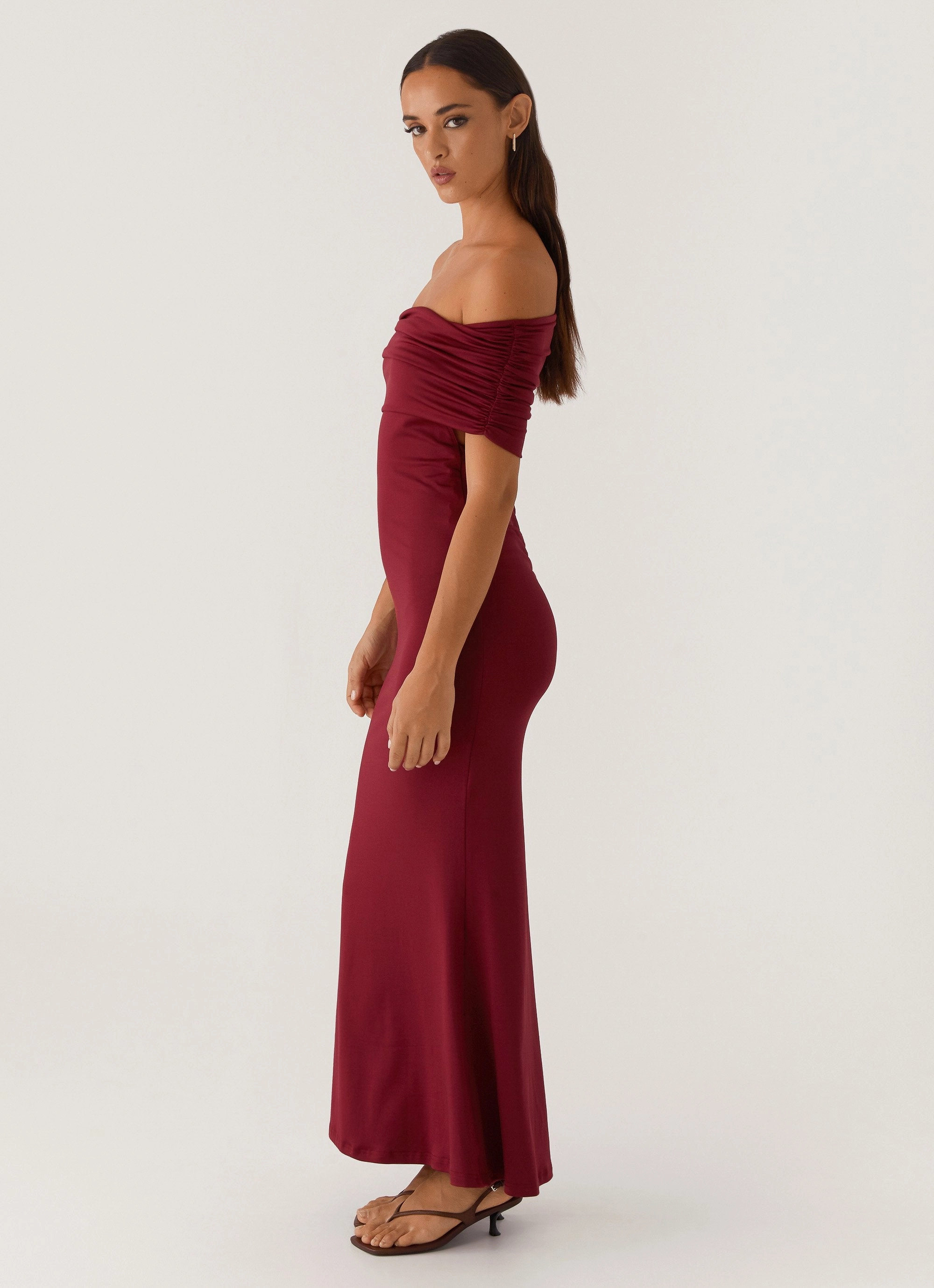Easy Texture High-waisted evening piece Maude Maxi Dress - Maroon