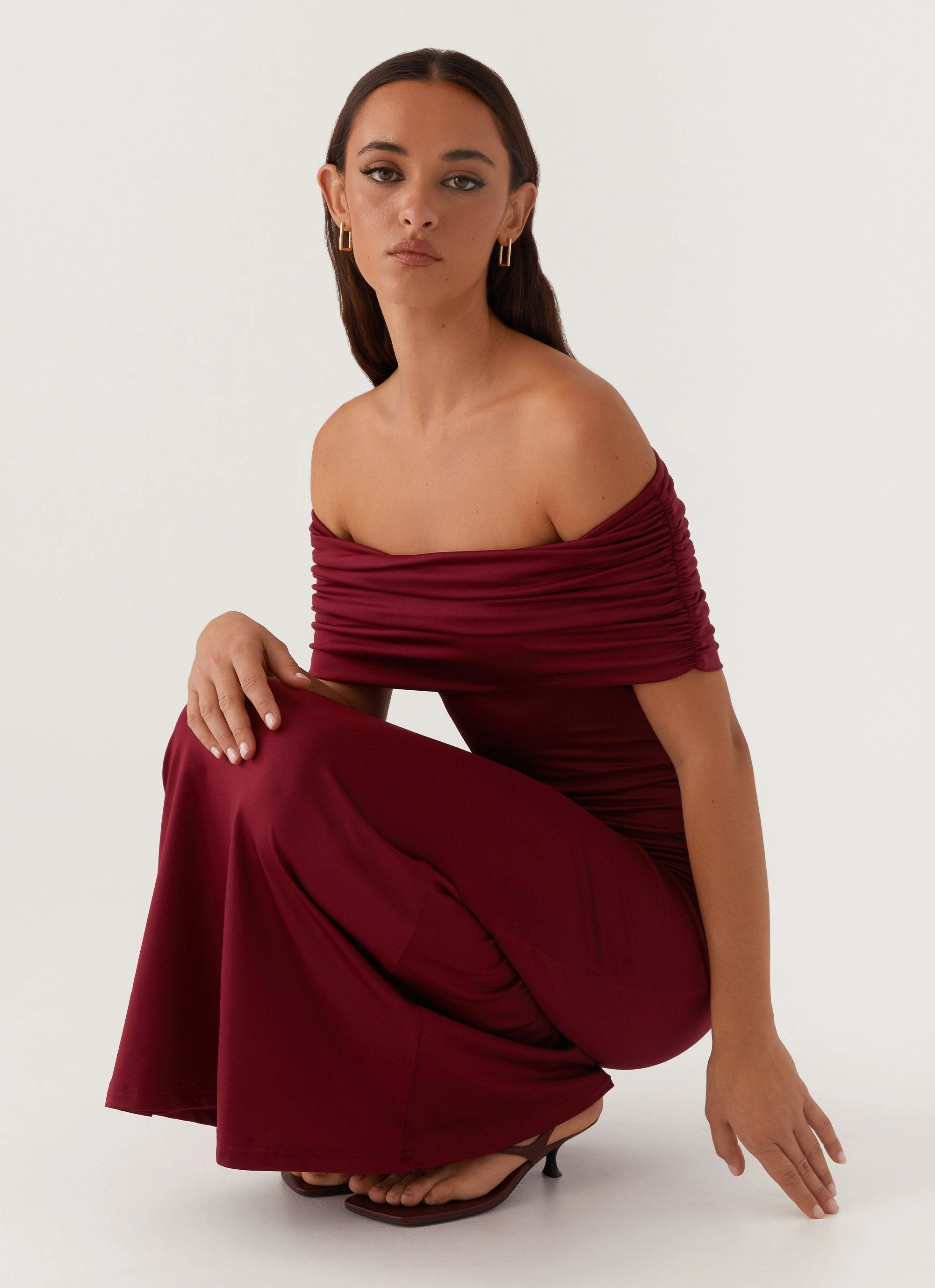 Maude Maxi Dress - Maroon Shine Dressy