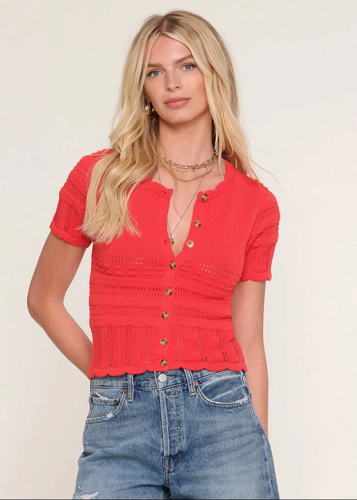 Fade Resistant Dye Snug Layers Mavi Cardi - Flame