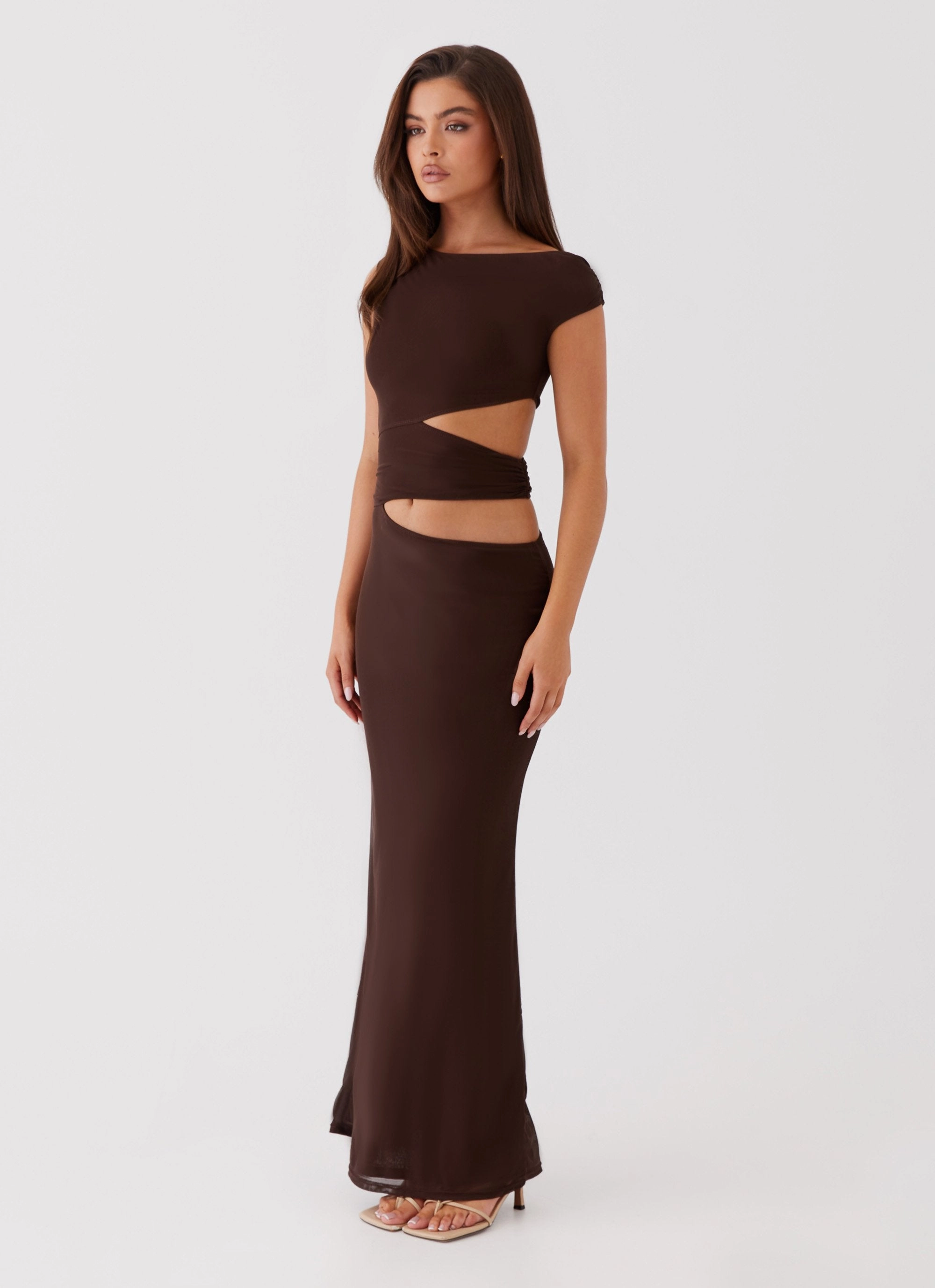 Margot One Shoulder Maxi Dress - Chocolate Smart and Elegant
