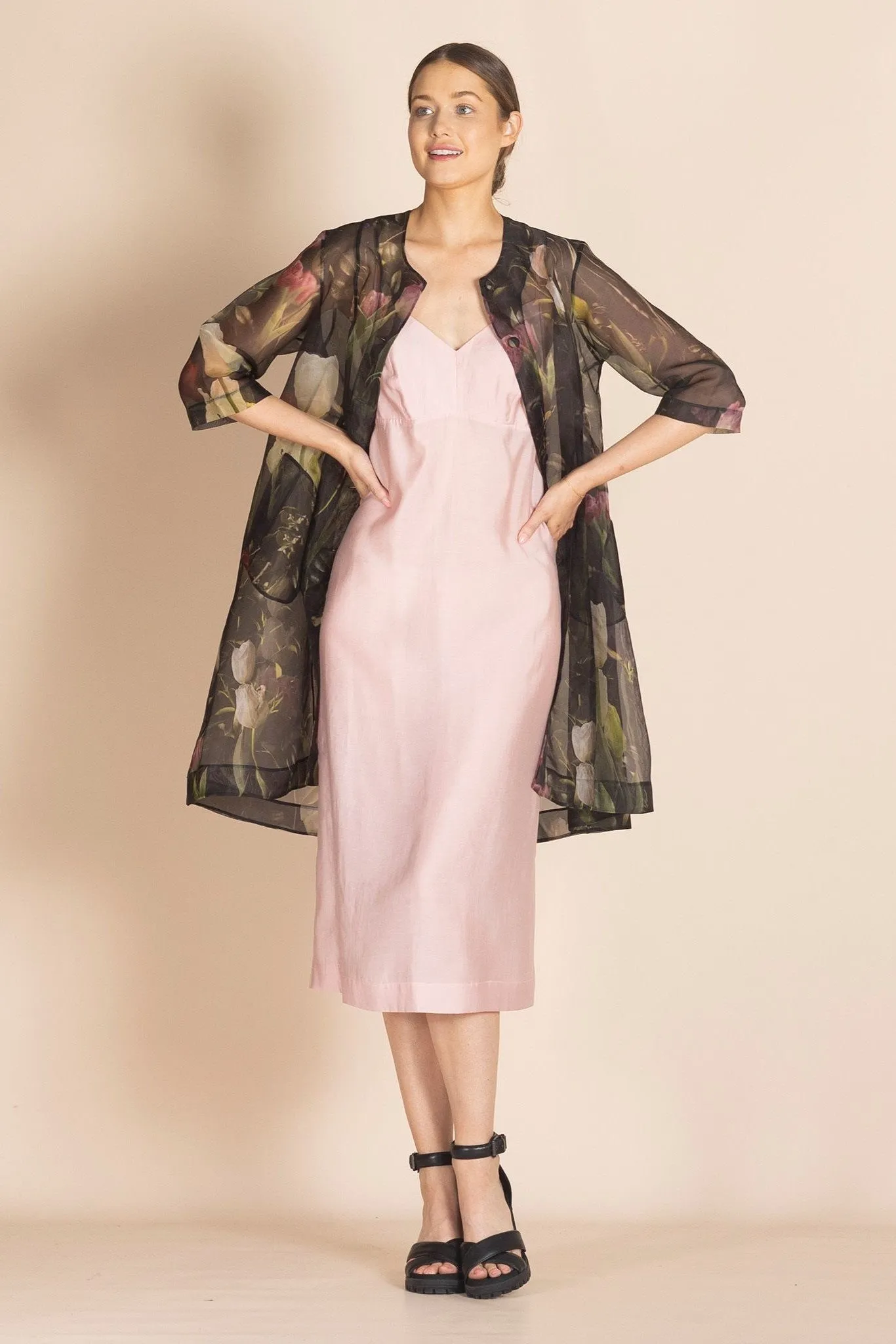 Megan Salmon - M5327 Tulips Giselle Coat High Visibility Trims HighNeckDesign