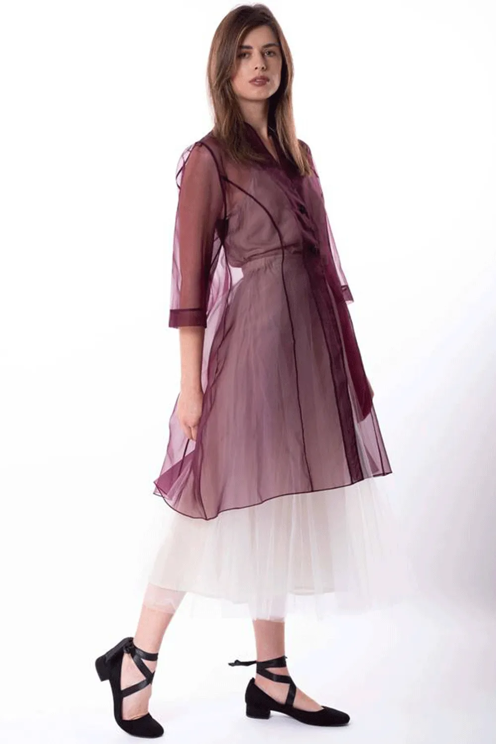 Megan Salmon - M5718 Organza Florence Coat Cashmere Blend Light Reflective