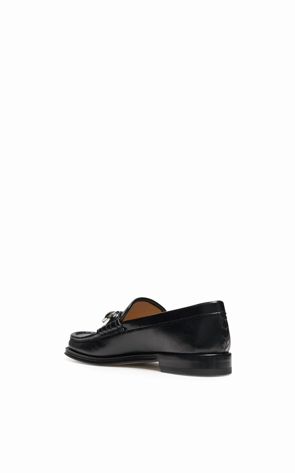 Flexible Melchora Stone Loafer in Black Leather