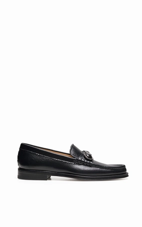 Melchora Stone Loafer in Black Leather City Dash